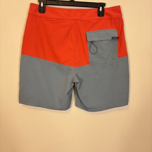 Prana Colorblock Men's Swim Trunks Orange and Grey Size 32 - Picture 2 of 7